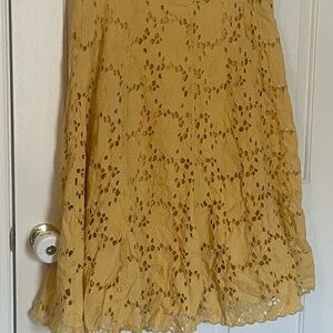 Coldwater Creek Mustard A-Line Lace Skirt XL